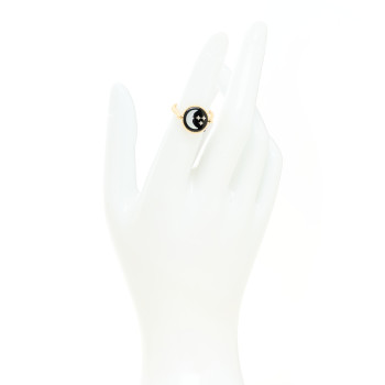 CHRISTIAN DIOR 18K Yellow White Gold Diamond Black Onyx Mother of Pearl Rose Celeste Ring 50 5.25