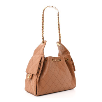 CHANEL Caviar Quilted Small Chanel 25 Handbag Brown
