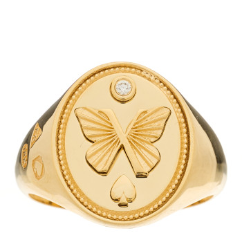 FOUNDRAE 18K Yellow Gold Diamond Reverie Signet Ring 53 6.5