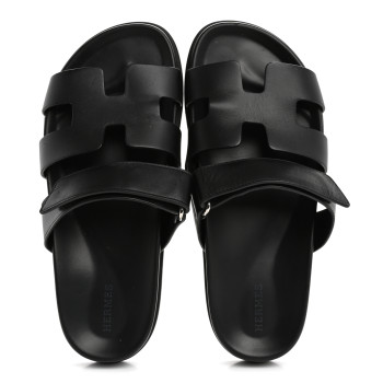 HERMES Calfskin Womens Chypre Sandals 39 Black
