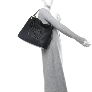 GUCCI Pebbled Calfskin Large Soho Hobo Black