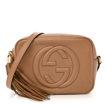 GUCCI Pebbled Calfskin Small Soho Disco Bag Camelia