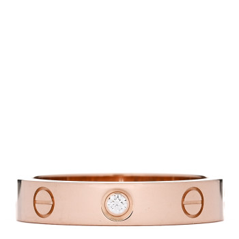 CARTIER 18K Pink Gold Diamond 4mm LOVE Wedding Band Ring 53 6.5