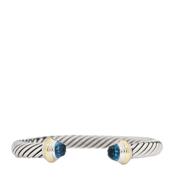 DAVID YURMAN Sterling Silver 14K Yellow Gold Blue Topaz 7mm Cable Classics Bracelet
