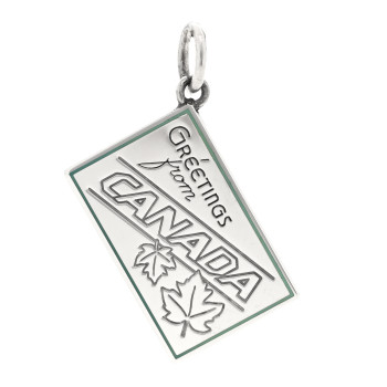 TIFFANY Sterling Silver Enamel Canada Postcard Charm Blue
