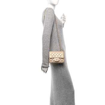 CHANEL Metallic Lambskin Quilted Mini Square Flap Gold