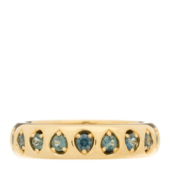 FOUNDRAE 18K Yellow Gold Blue Sapphire Forever and Always a Pair Love Band Ring 58 8.5