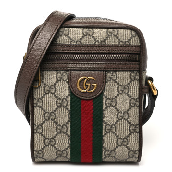 GUCCI GG Supreme Monogram Web Mini Ophidia Messenger Brown