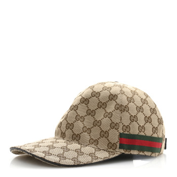 GUCCI Monogram Web Baseball Hat M Beige Cocoa