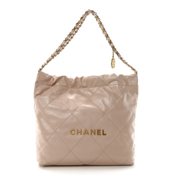 CHANEL Calfskin Quilted Small Chanel 22 Light Pink