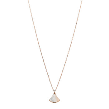 BULGARI 18K Rose Gold Diamond Mother of Pearl Small Divas' Dream Pendant Necklace