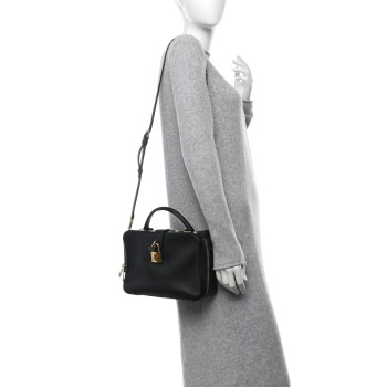 DOLCE & GABBANA Drummed Calfskin Rosaria Shoulder Bag Black
