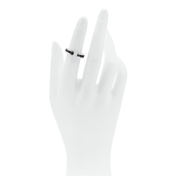 CHANEL 18K White Gold Ceramic Diamond Slim Ultra Ring 49 4.75