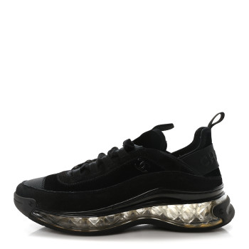 CHANEL Suede Calfskin Velvet Grosgrain CC Sneakers 39 Black