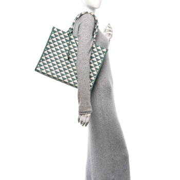 PRADA Jacquard Saffiano Triangolo Symbole Embroidered Large Tote Sage Green