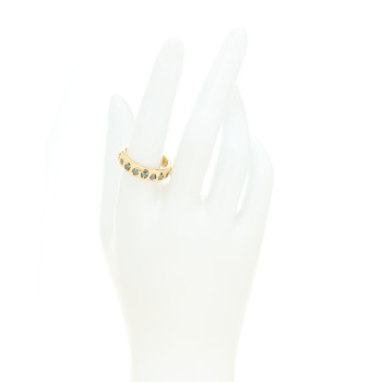 FOUNDRAE 18K Yellow Gold Blue Sapphire Forever and Always a Pair Love Band Ring 58 8.5