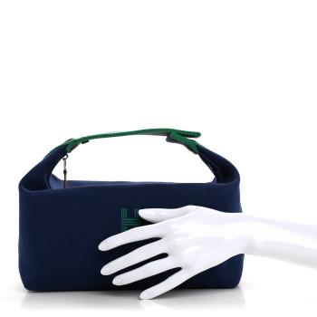 HERMES Canvas Large Bride-A-Brac Pouch Marine