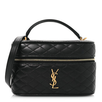 SAINT LAURENT Lambskin Quilted Mini Gaby Vanity Case Black