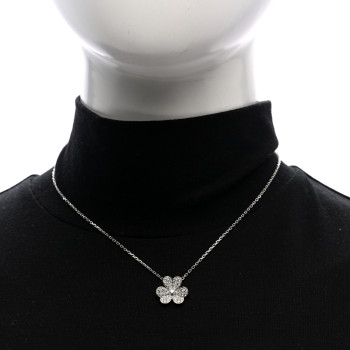 VAN CLEEF & ARPELS 18K White Gold Diamond Small Frivole Pendant Necklace