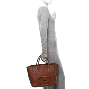 PRADA Saffiano Cuir Front Pocket Tote Palissandro