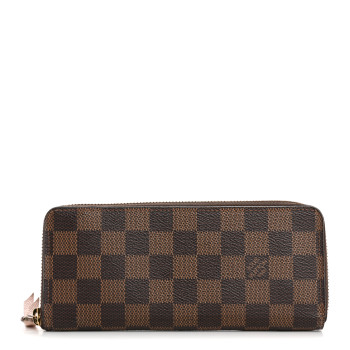 LOUIS VUITTON Damier Ebene Clemence Wallet Rose Ballerine