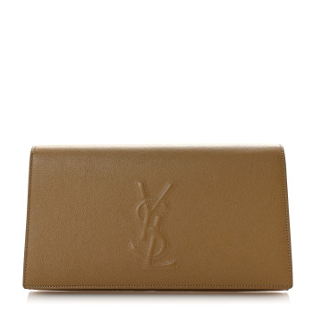 SAINT LAURENT Calfskin Monogram Large Belle De Jour Clutch Beige