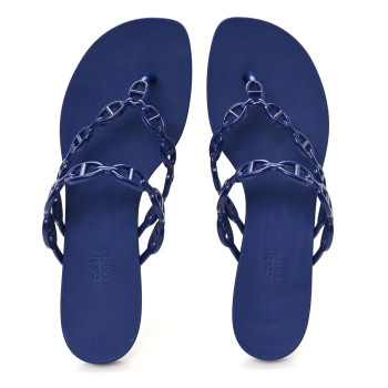 HERMES Rubber Chaine d'Ancre Island Sandals 39 Bleu Smalt