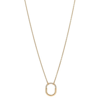 TIFFANY 18K Yellow Gold Diamond Small Lock Pendant Necklace