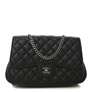 CHANEL Metallic Goatskin Quilted Rock In Rome Flap Black