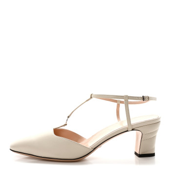 GUCCI Nappa Charlotte Petite GG 55mm Slingback Pumps 40 New Mystic White
