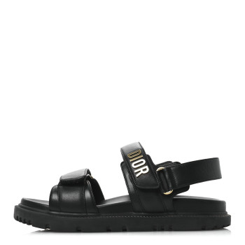 CHRISTIAN DIOR Lambskin Dioract 10mm Sandals 37.5 Black