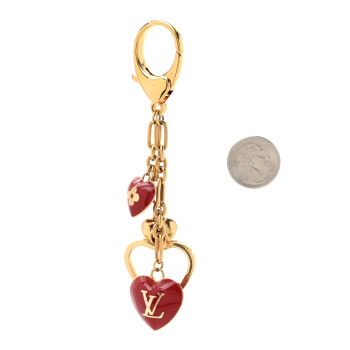 LOUIS VUITTON Coeurs Heart Bag Charm Key Holder Red