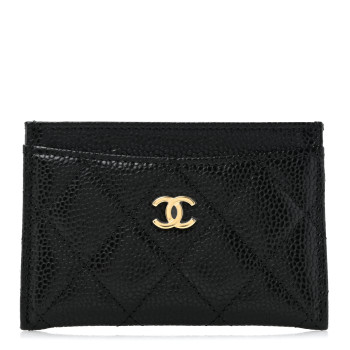 CHANEL Caviar Quilted Card Holder Black