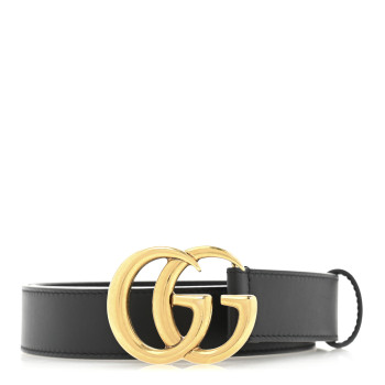 GUCCI Calfskin Double G 30mm Belt 80 32 Black