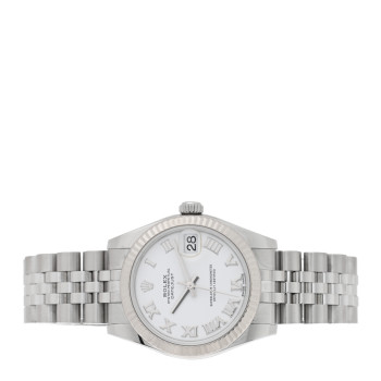 ROLEX Stainless Steel 18K White Gold 31mm Oyster Perpetual Datejust Watch White Roman 178274