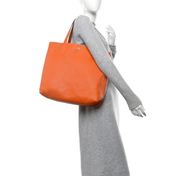 HERMES Taurillon Clemence Double Sens 45 Reversible Tote Orange Gold