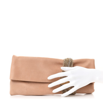 JIMMY CHOO Shimmer Suede Crystal Chandra Clutch Blush