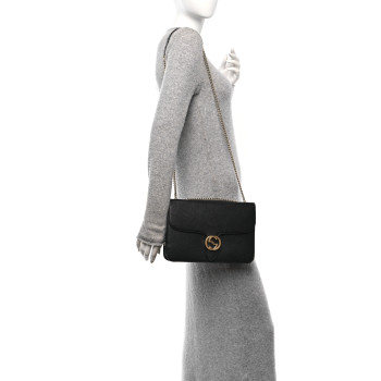 GUCCI Dollar Calfskin Interlocking G Shoulder Bag Black