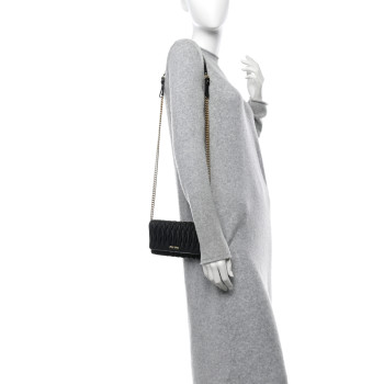 MIU MIU Nappa Matelasse Wallet On Chain Black