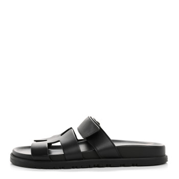 HERMES Calfskin Womens Chypre Sandals 39 Black