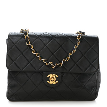 CHANEL Lambskin Quilted Mini Square Flap Black
