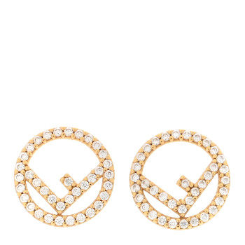 FENDI FF Crystal Round Earrings Gold