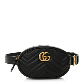 GUCCI Calfskin Matelasse GG Marmont Belt Bag 85 34 Black