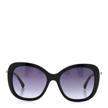 CHANEL Acetate Polarized Butterfly Winter Pearl Sunglasses 5339-H Black