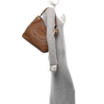 PRADA Vitello Phenix Embossed Logo Hobo Cannella