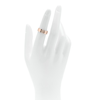 HERMES 18K Rose Gold Diamond PM H D'Ancre Ring 50 5.25