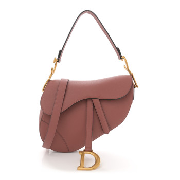 CHRISTIAN DIOR Grained Calfskin Saddle Bag With Strap Rust