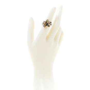 CHANEL Resin Pearl Crystal Baguette CC Star 50 5.5 Green Gold