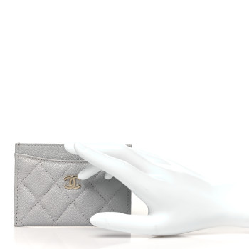 CHANEL Caviar Quilted Card Holder Grey