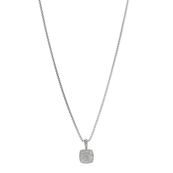DAVID YURMAN Sterling Silver Diamond Pave 7mm Petite Albion Pendant Necklace